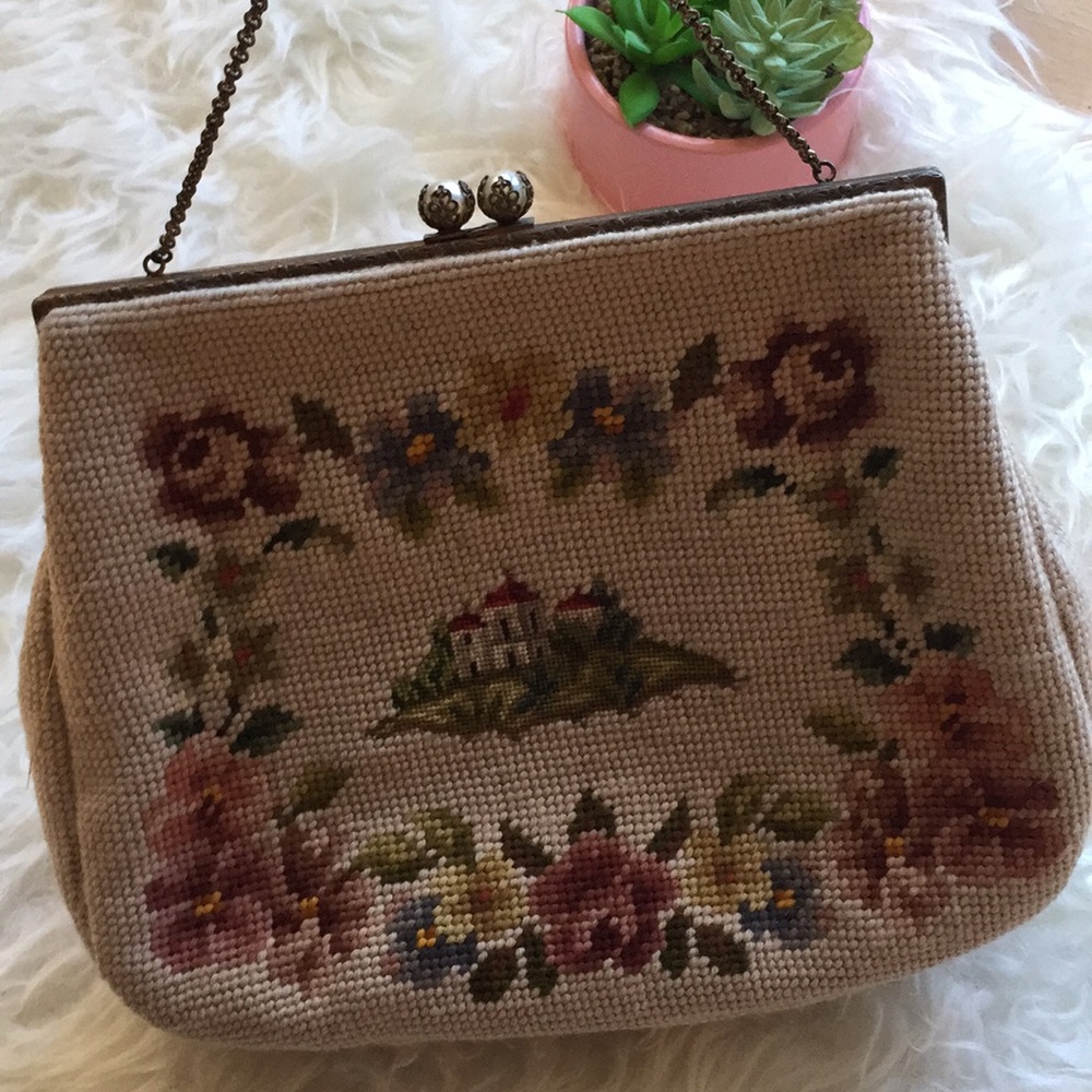 Unique Needlepoint Vintage Custom Made Bag - image 1